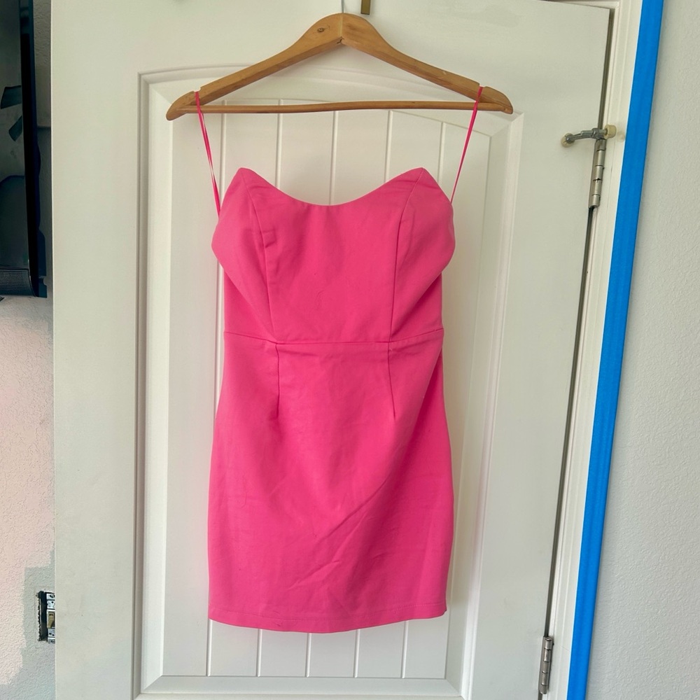 Strapless Fitted Hot Pink Mini Dress with tags